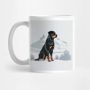 Embrace the Winter with the Rottweiler Mountain Design Mug